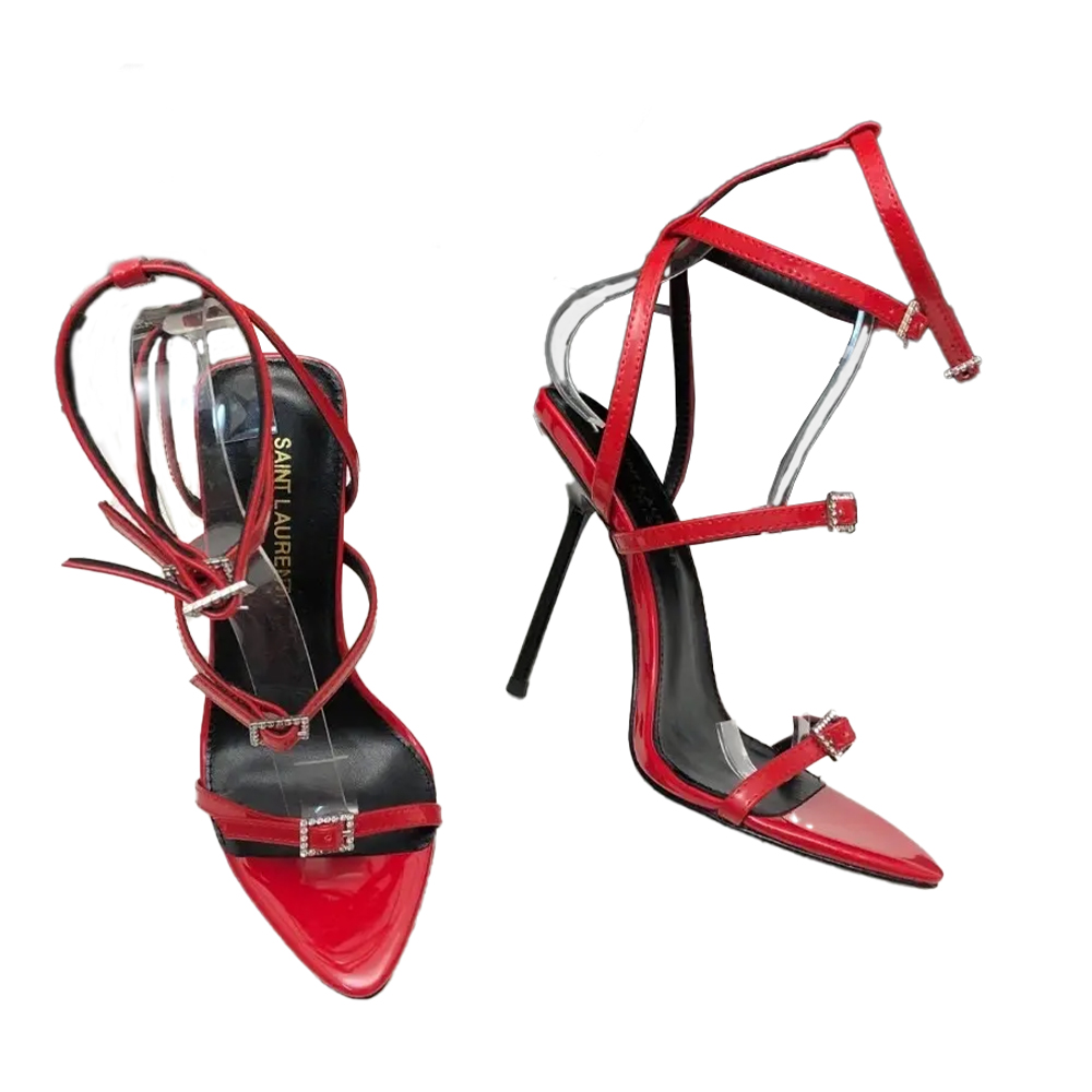 Saint Laurent YSL Strap And Buckle High Heels10.5CM Slide Sandal