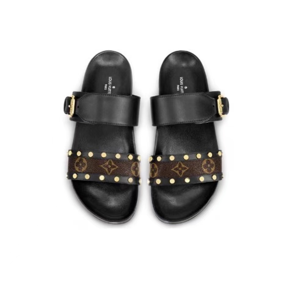 Louis Vuitton LV Bom Dia Leather Slide Sandals