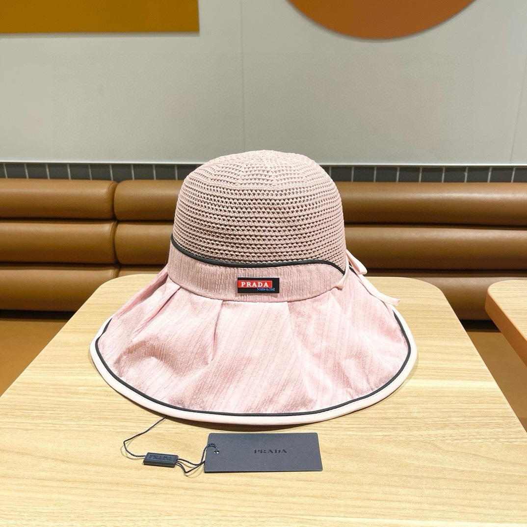 Prada Stylish Bow Fisherman Hat   Sunhat