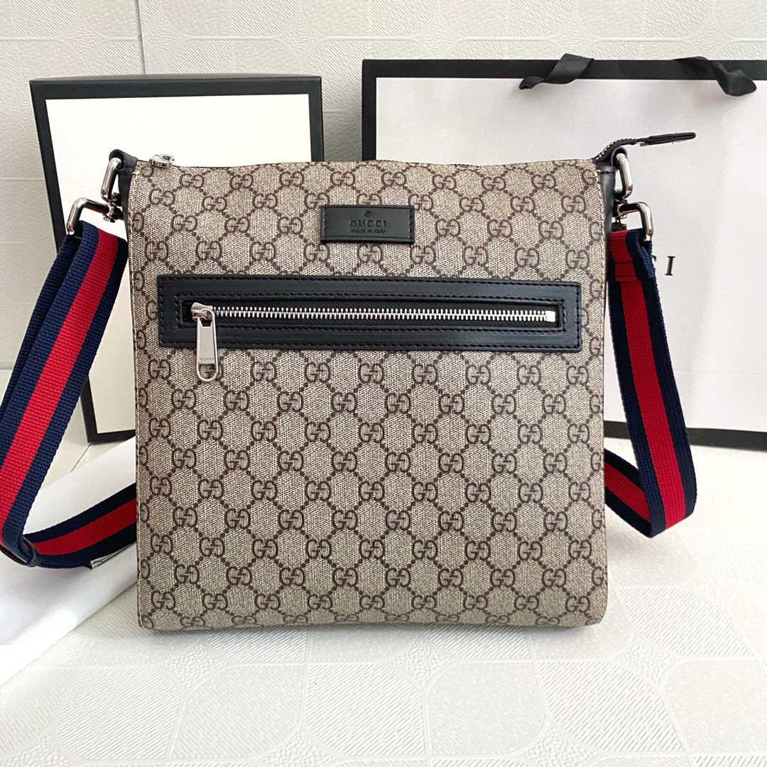 GUCCI Classic Canvas&Leather Crossbody Bag