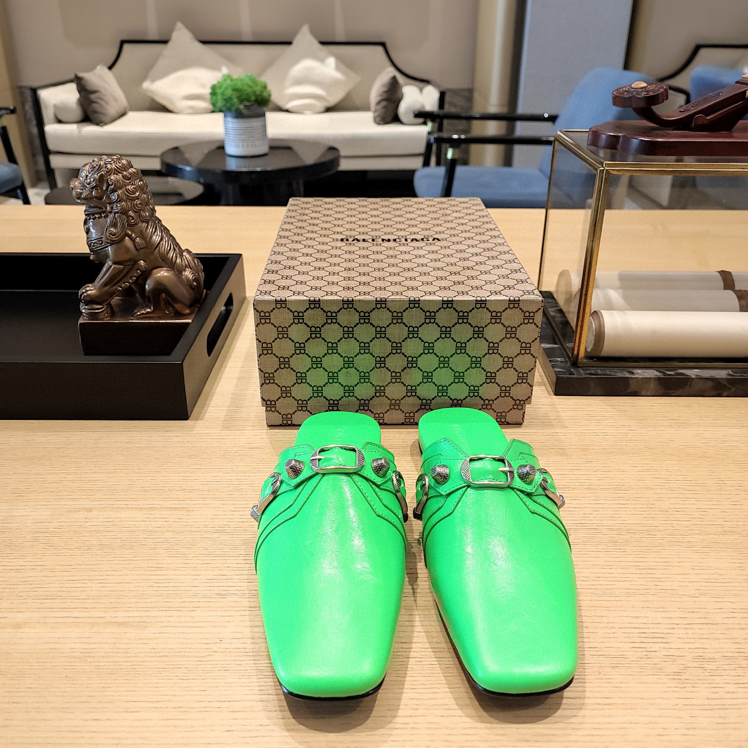 Balenciaga  Cagole  Leather Sandals Slide Sandal