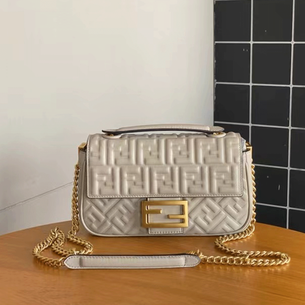 Fendi Mid-length Baguette ChainFF Theme Pattern Bag