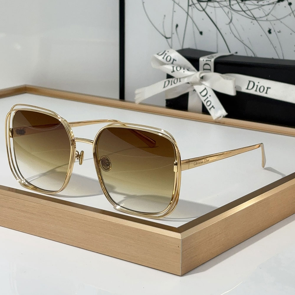 Dior Gold Metal Gold Frame Fashion sunglasses