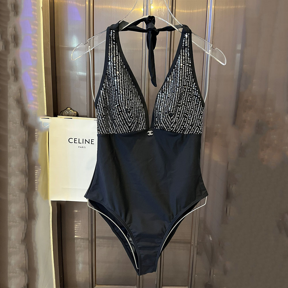 Chanel One-piece Swimsuit With Drill Swimwear