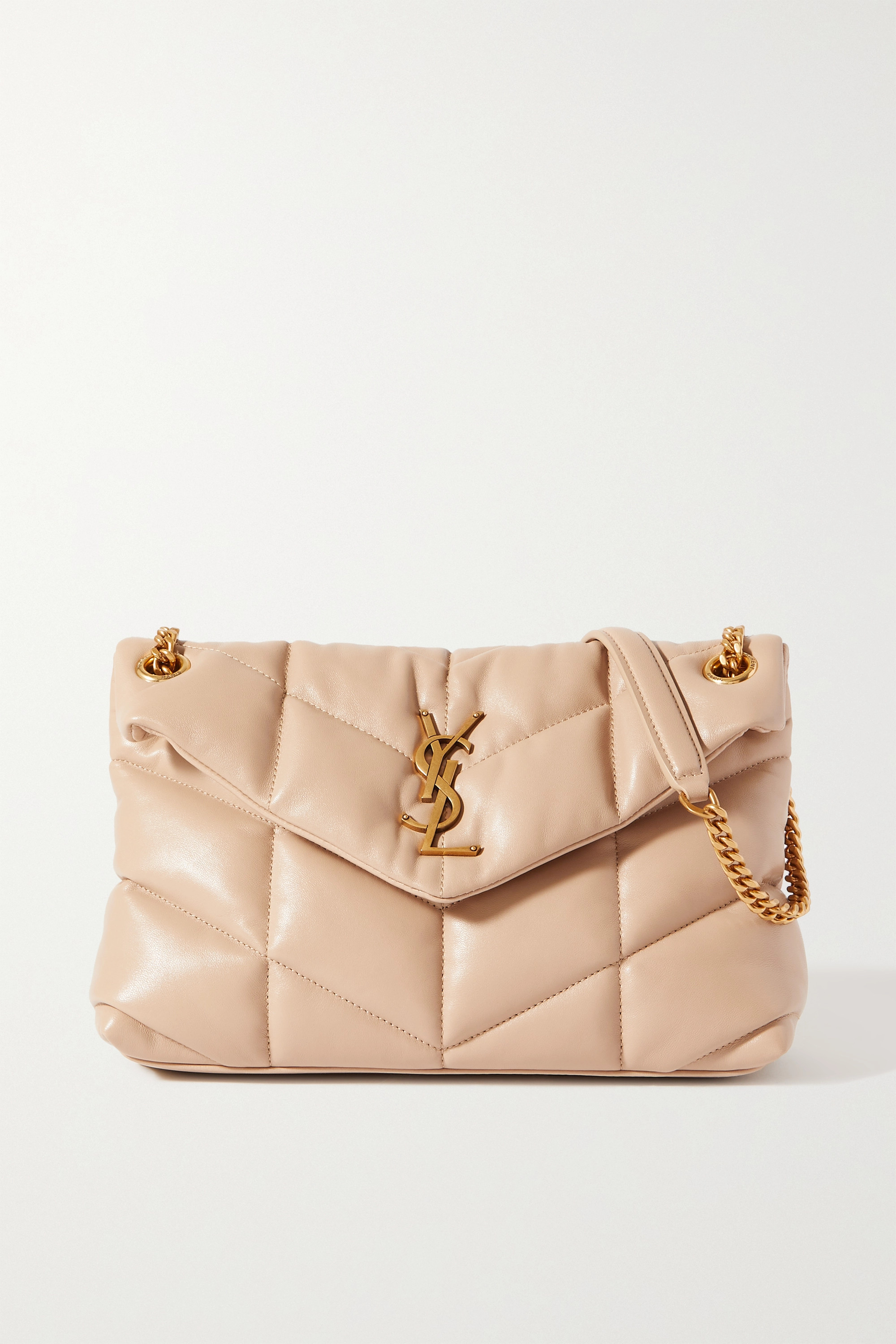 Saint Laurent Loulou Puffer small quilted leather shoulder bag beige