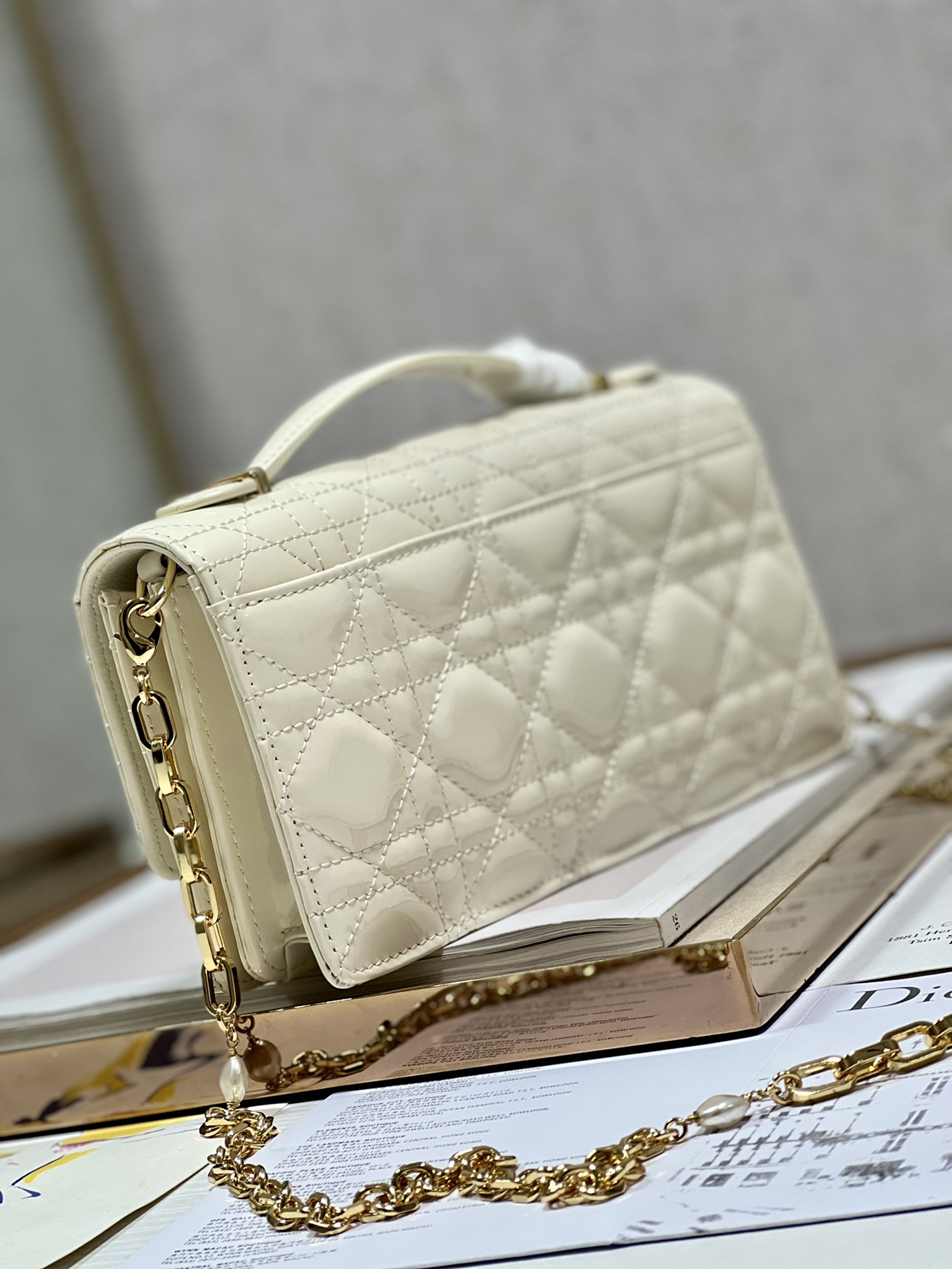 Dior Miss Mini Bag White Patent Cannage Calfskin