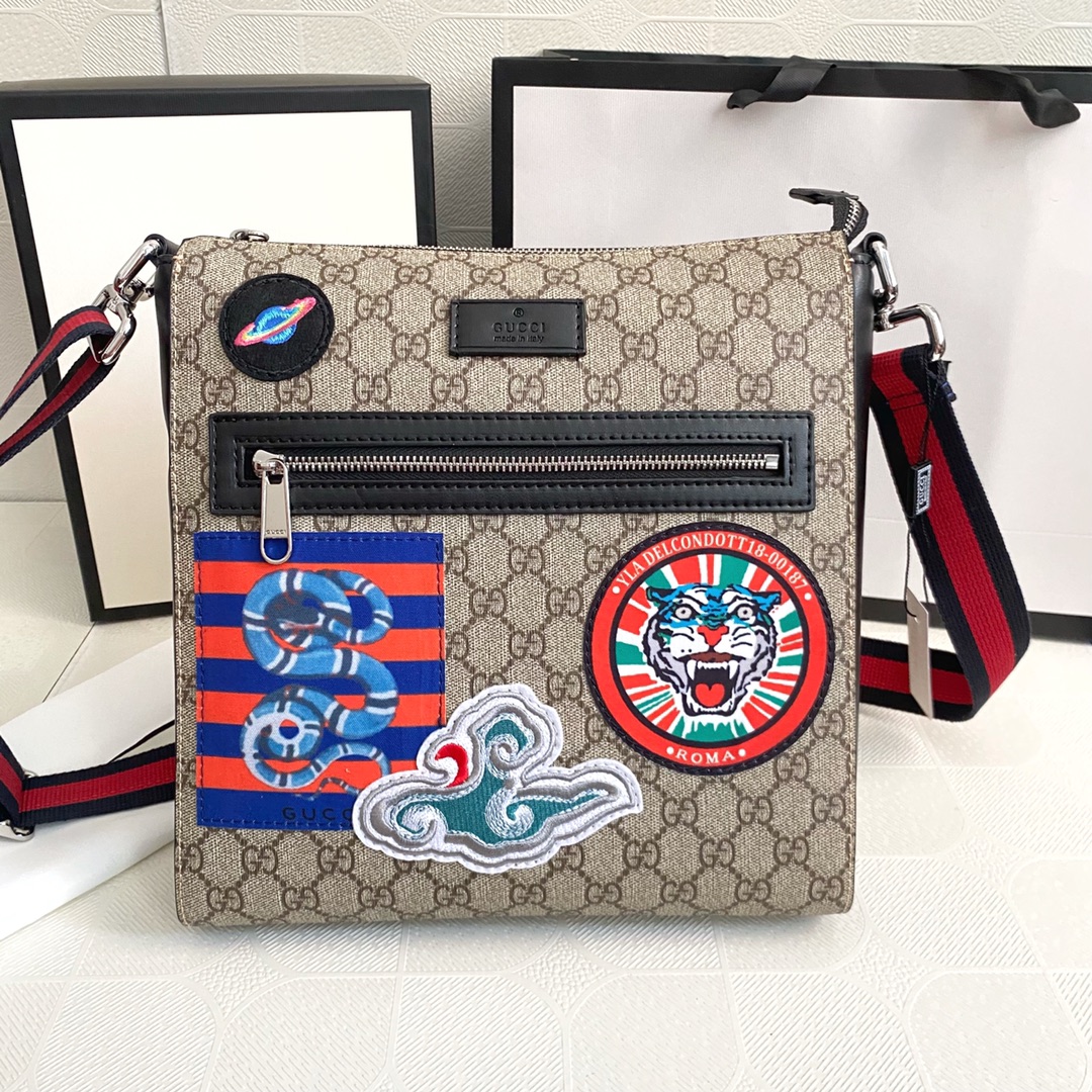 GUCCI Classic Canvas&Leather Crossbody Bag