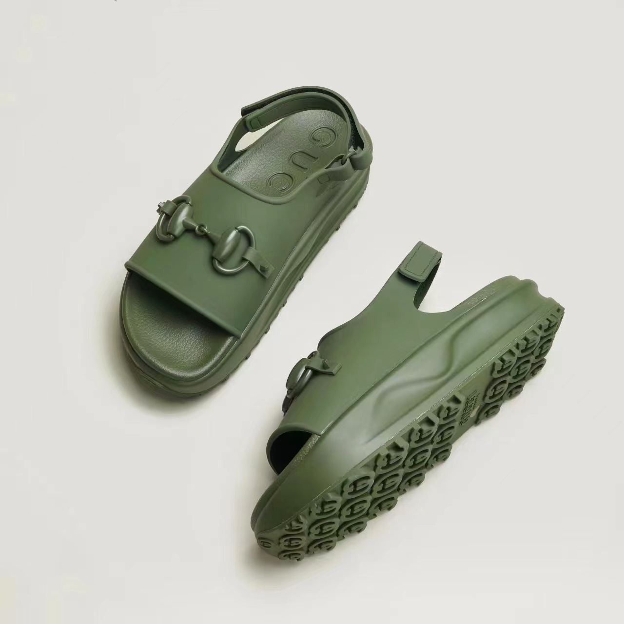 Gucci Shoes Rubber Thick-Soled Hook And Loop Fsteners Slide Sandal