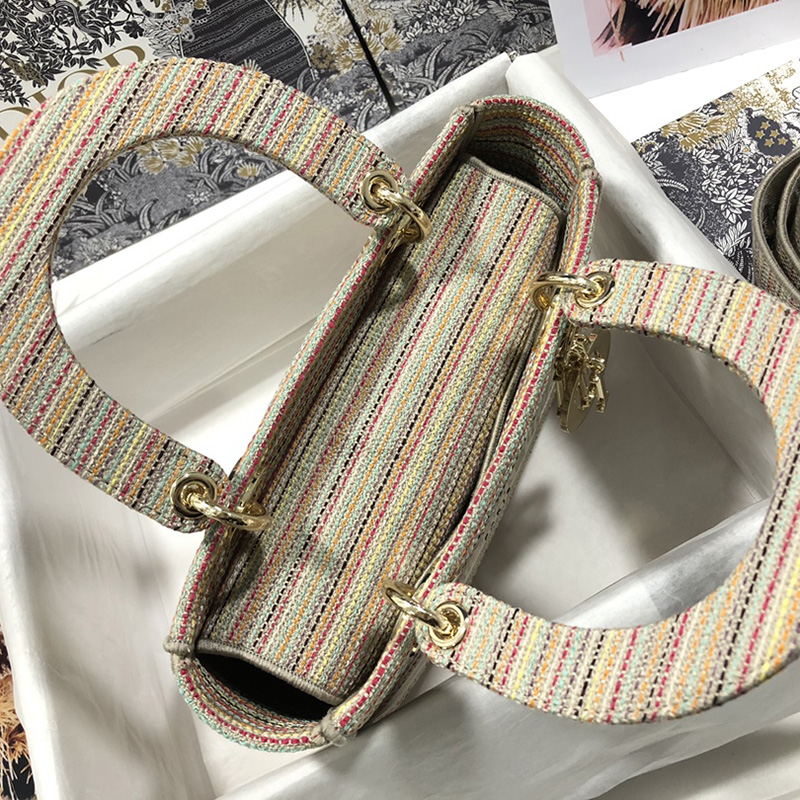 Dior The LADY D-LITE Bag Multicolor Stripes Embroidery M0565ORFO_M885