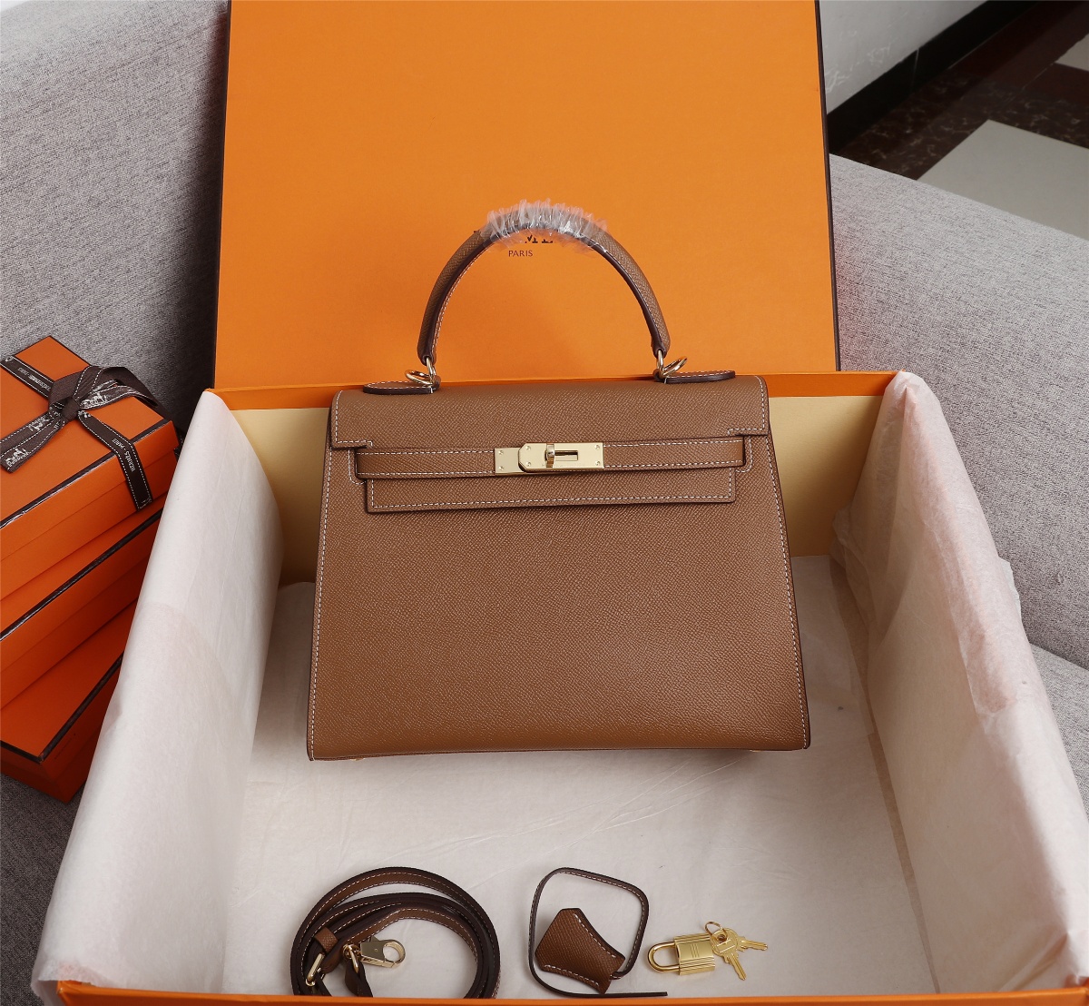 Hermes Kelly Gold Buckle Bag-Epsom