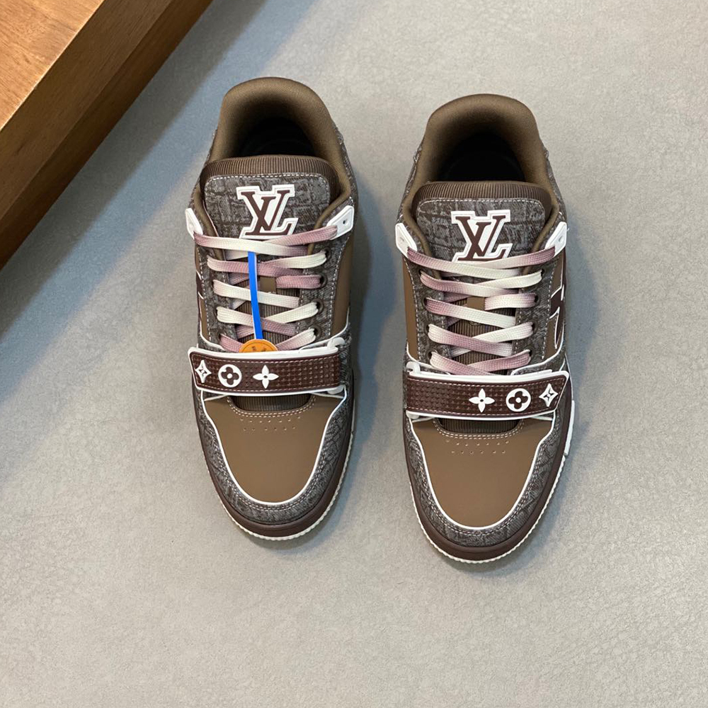 Louis Vuitton LV Trainer Croc-Embossed Denim Sneaker