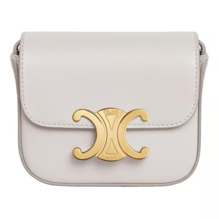 Celine MINI TRIOMPHE IN SHINY CALFSKIN white Very Rare Colour