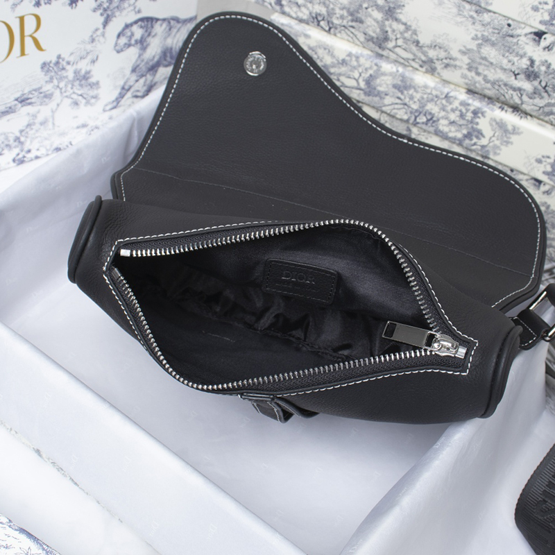 Dior Saddle Bag Black Grained Calfskin With Dior And Shawn Signature 1ADPO093YZS_H10E