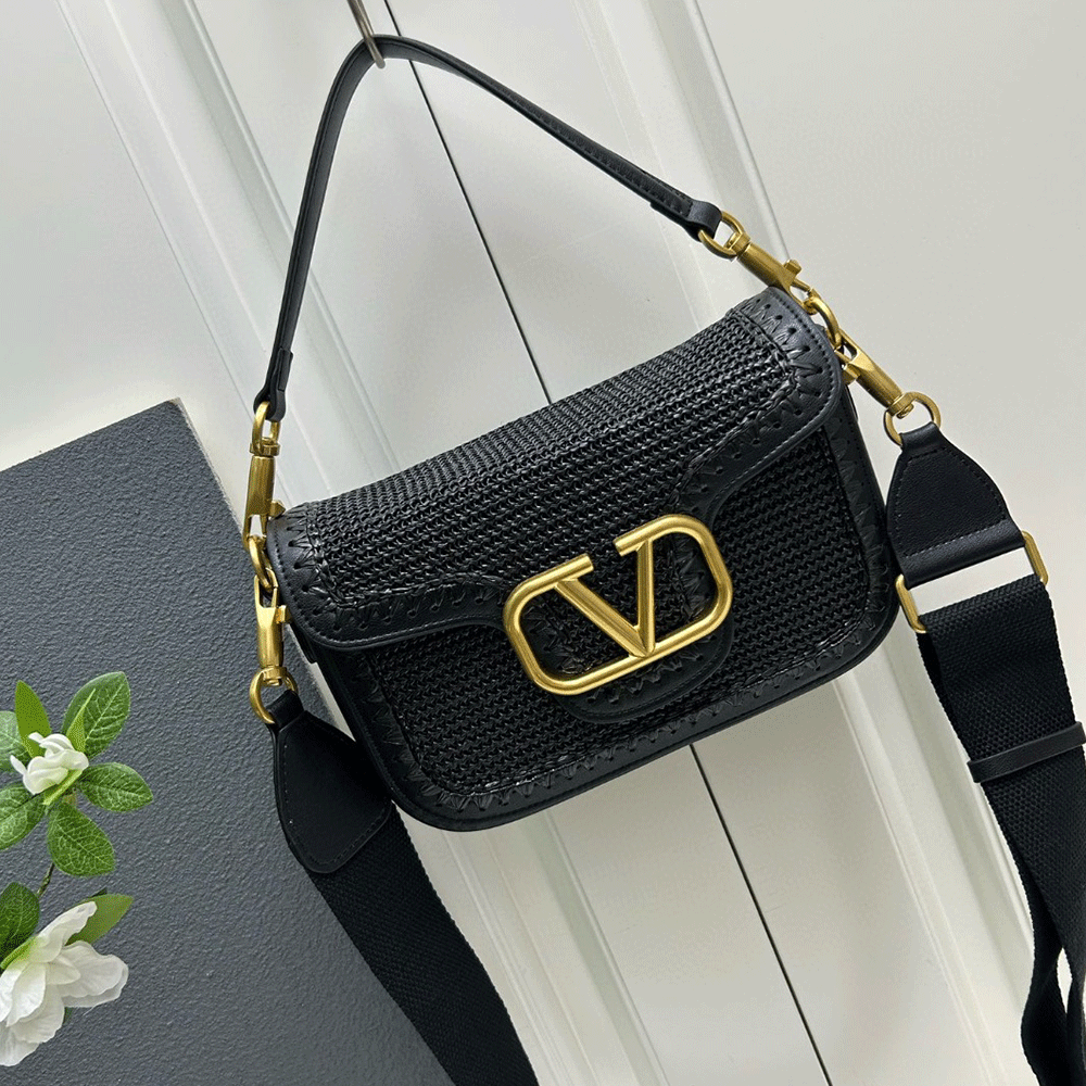 Valentino Garavanialltimewoven leather shoulder bag