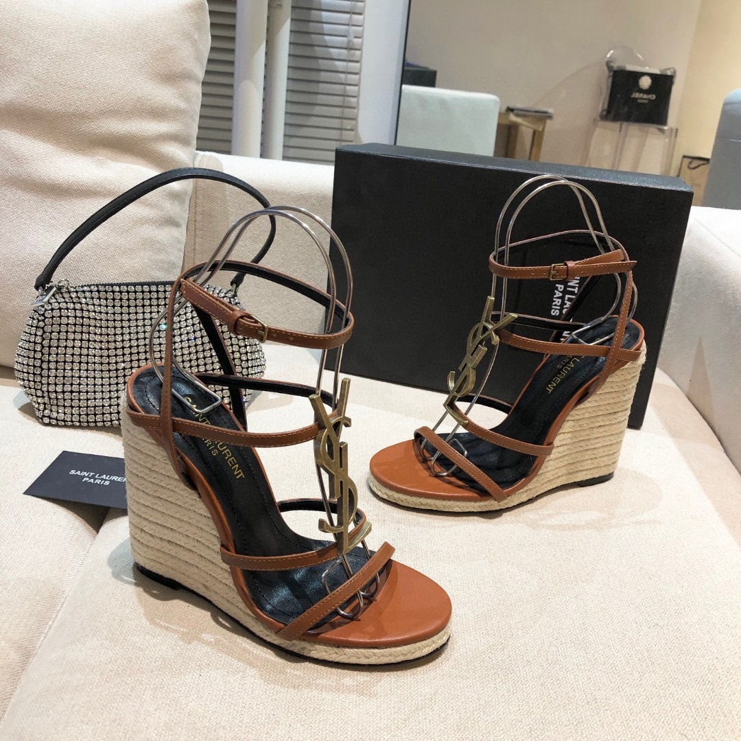 Saint Laurent YSL cassandraWedge heel 12CM Slide Sandal