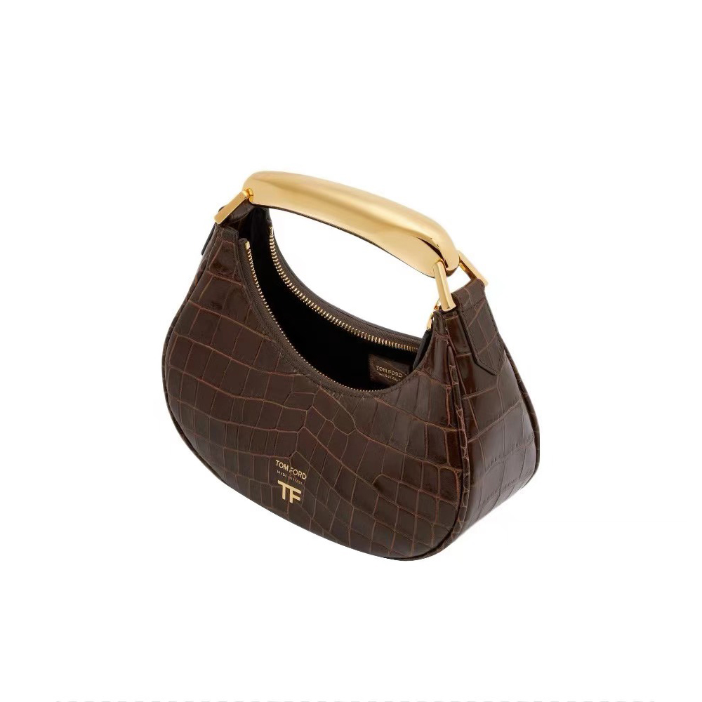 TOM FORD Shiny Stamped Crocodile Leather Bianca Mini HOBO Bag