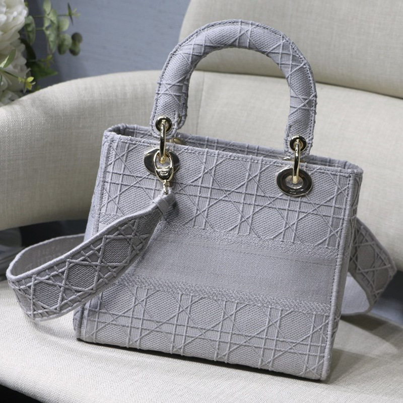 Dior The LADY D-LITE Bag Denim Blue Cannage Embroidery M0565OREY_M49E