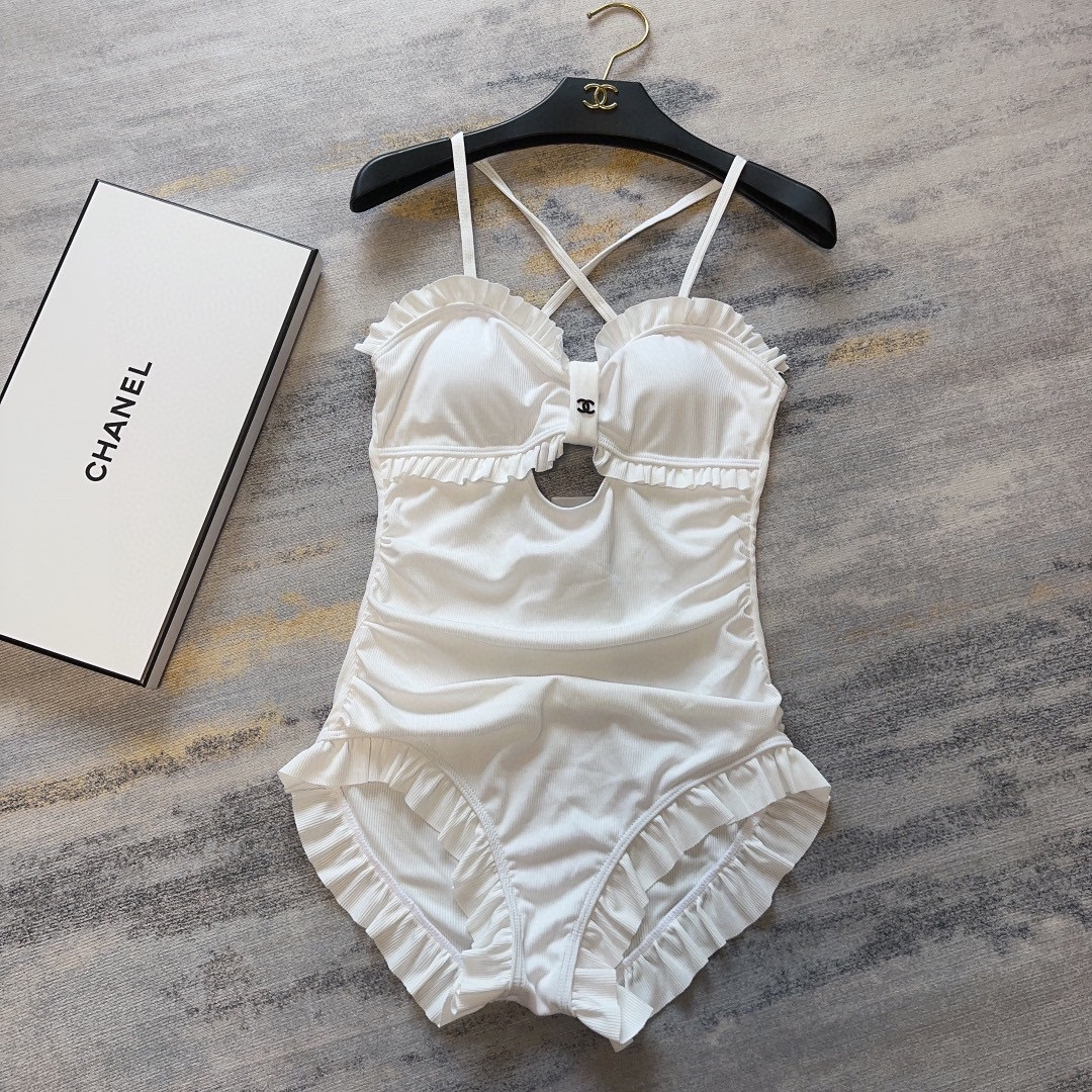 Chanel Suspender One-piece Swimsuit Swimwear