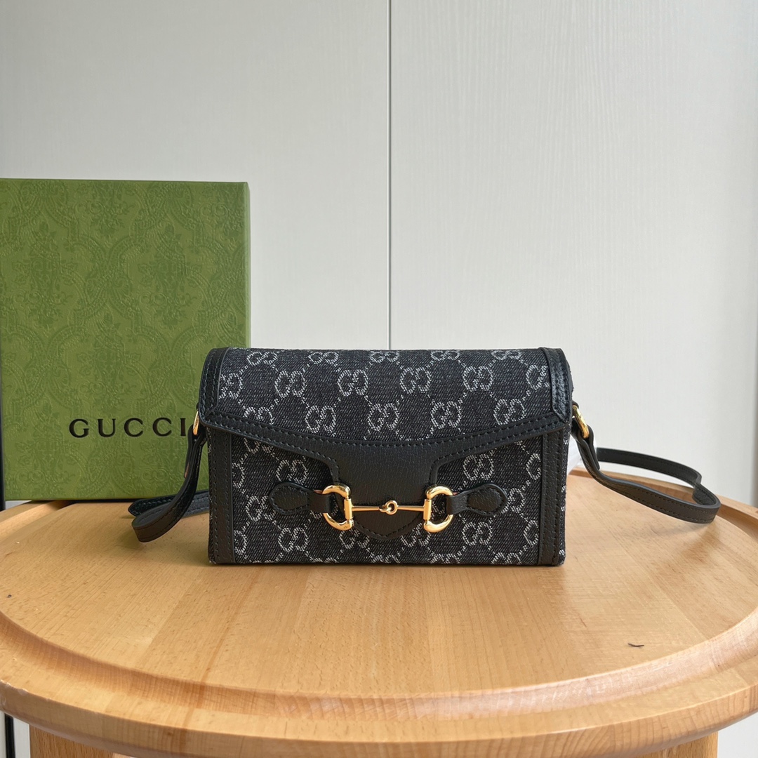Gucci Horsebit 1955 Canva&Leather Shoulder Bag