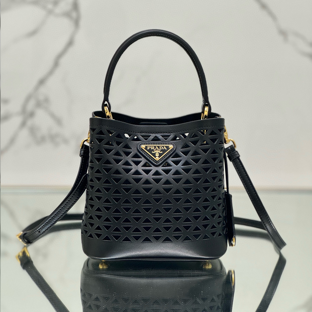 Prada Panier Leather Cutout Pattern Mini Bag