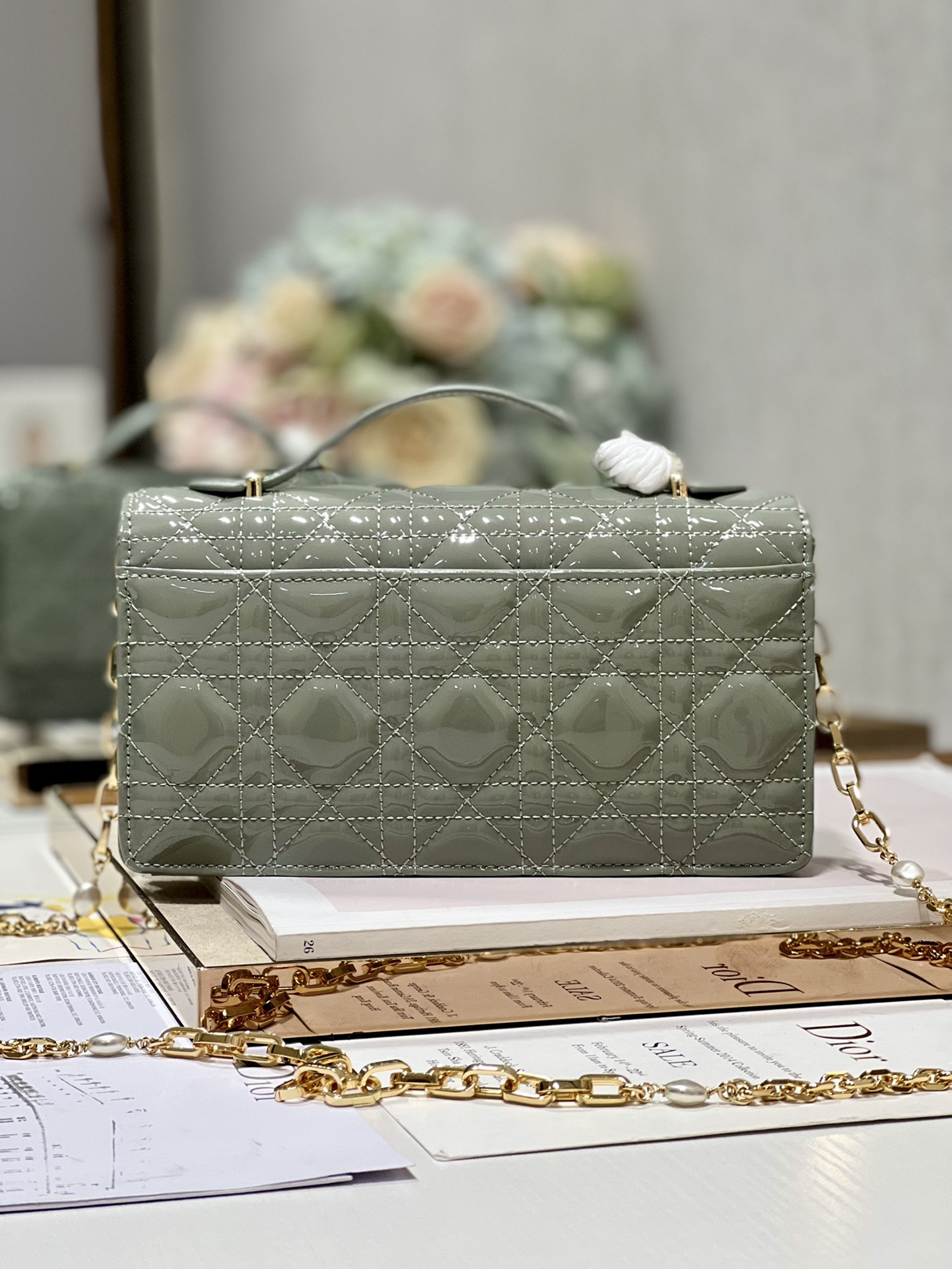 Dior Miss Mini Bag Rock Gray Patent Cannage Calfskin