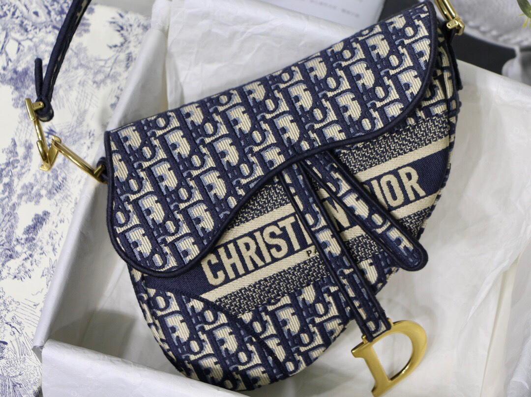 Dior Shoulder Bags SADDLE BAG Blue Dior Oblique Embroidery M0446CRIW_M928