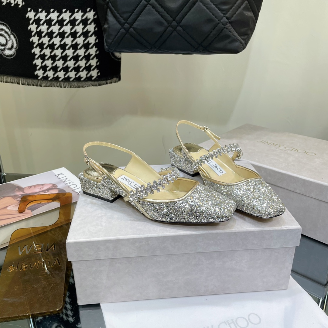 Jimmy Choo 4.5CM Bun With High HeelsSlide Sandal