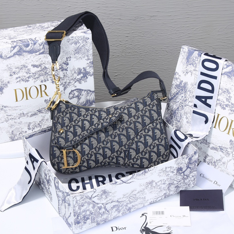 Dior Womens Bags Crossbody Bag Saddle Bag Oblique Jacquard