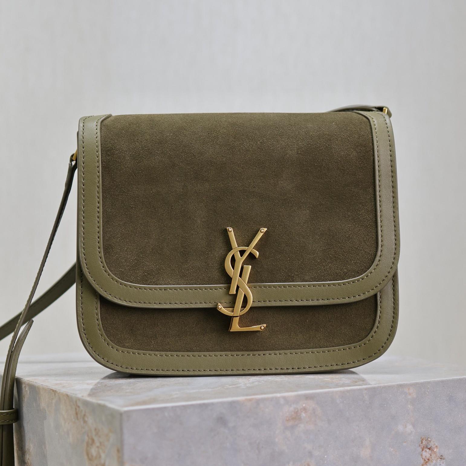 Saint Laurent YSL Brown Solferino Medium Suede Shoulder Bag