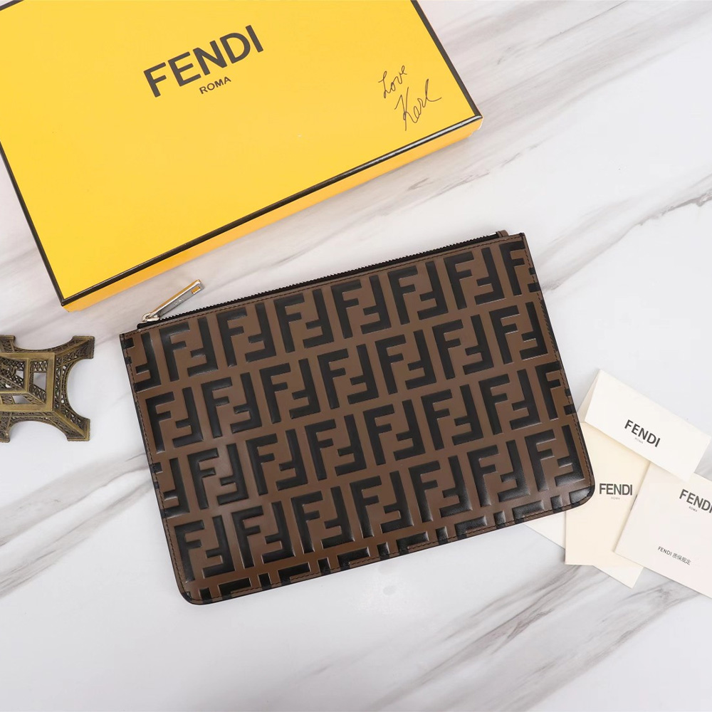 FENDI Printed Canvas Clutch