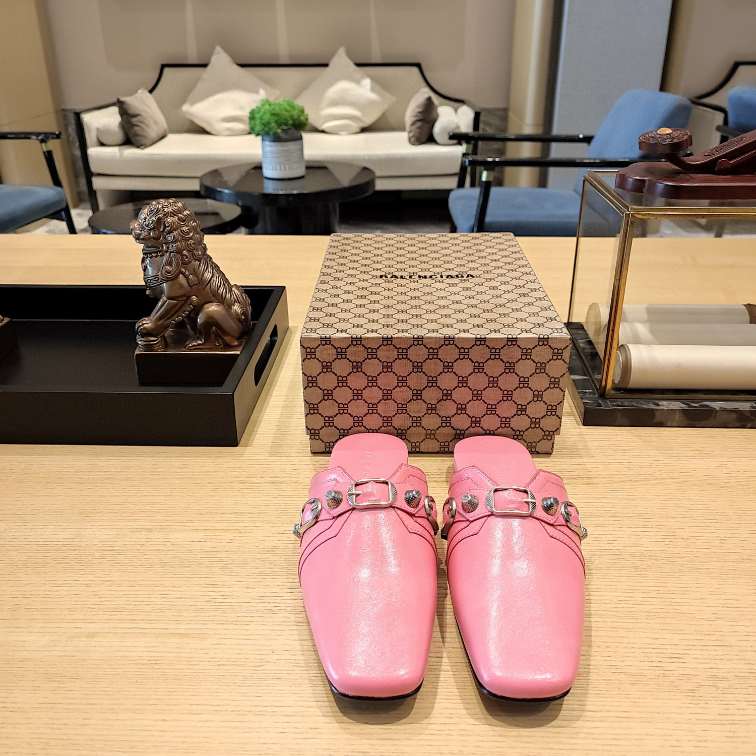 Balenciaga  Cagole  Leather Sandals Slide Sandal