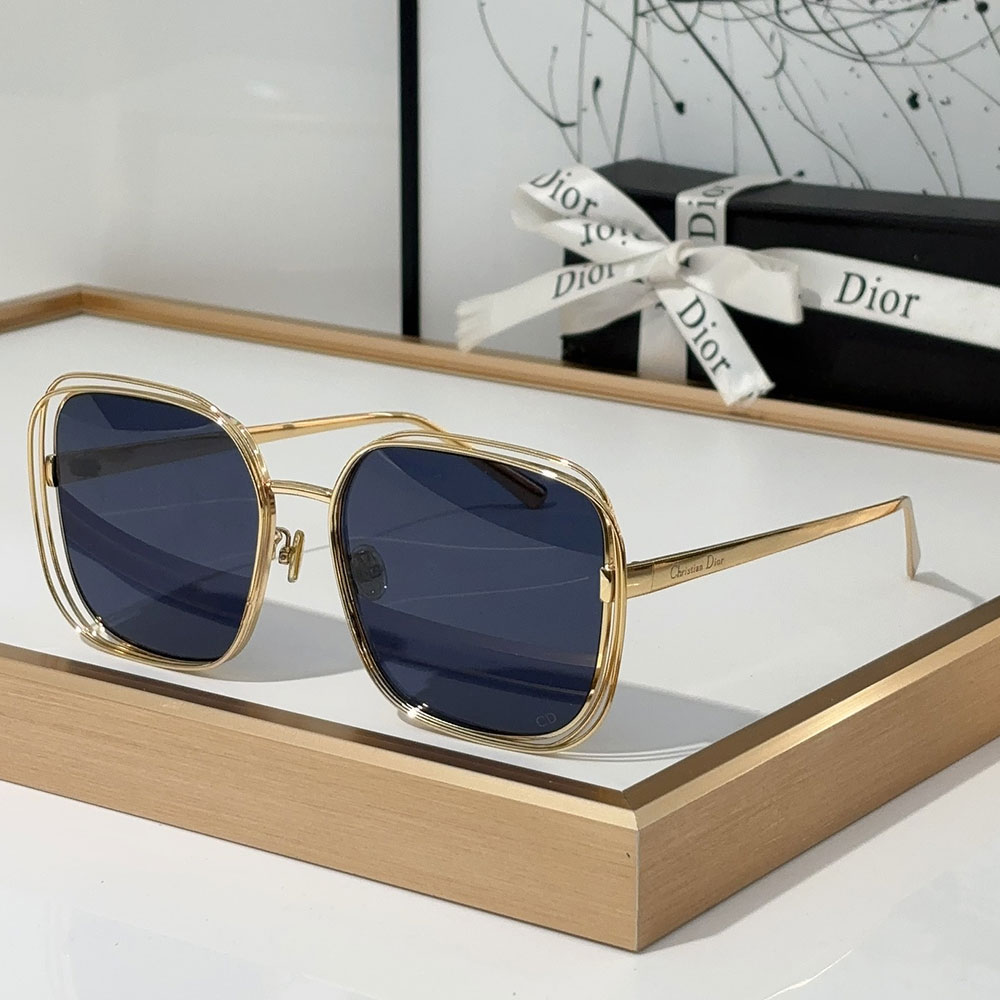 Dior Gold Metal Gold Frame Fashion sunglasses