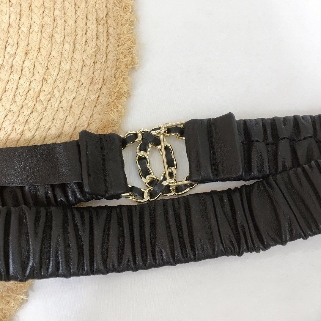 Chanel Belt With Double C Buckle Black Gold-Tone Metal and Strass Women Belt 30MM