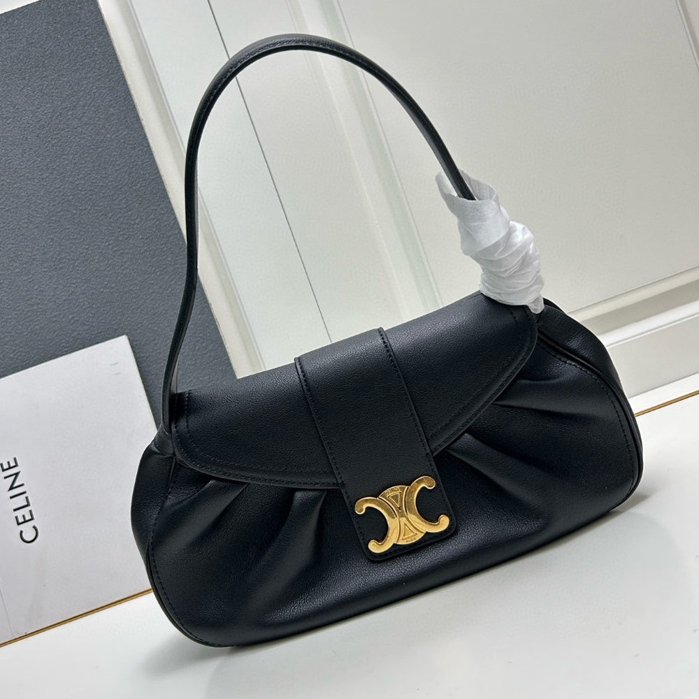 Celine Pebbled Leather Shoulder Bag