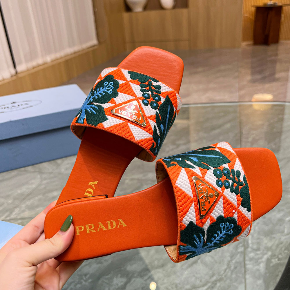 Prada Open-toed Flip-flops With Round Heads Slide Sandal
