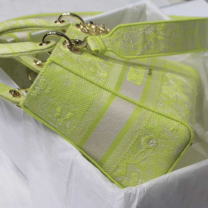 Dior The LADY D-LITE Bag Lime Toile de Jouy Reverse Embroidery M0565ORGO_M60E