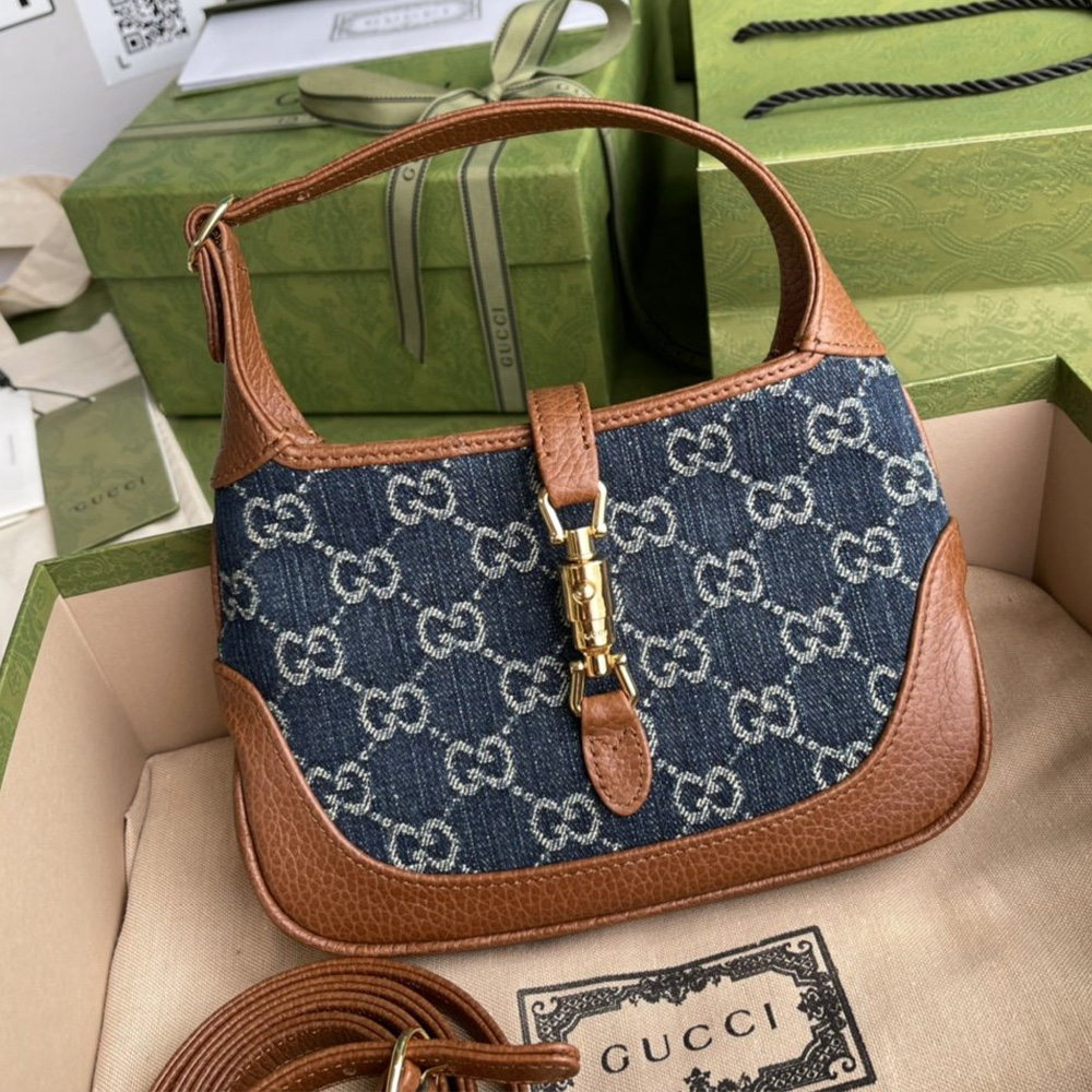 Gucci Jackie 1961 Canvas&Leather Shoulder Bags