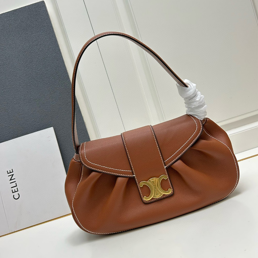 Celine Pebbled Leather Shoulder Bag