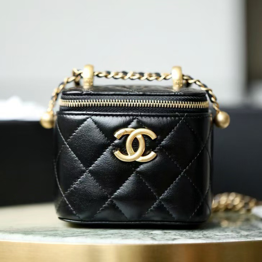 Chanel Double Golden-Ball Makeup Box Black