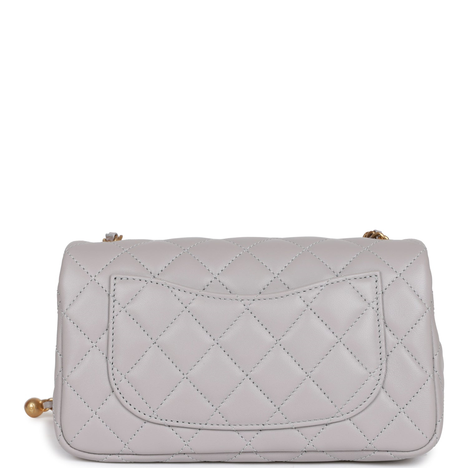Chanel Classic Flag Bag Pearl Crush Mini Rectangular Flap Bag Light Grey   Antique Gold Hardware
