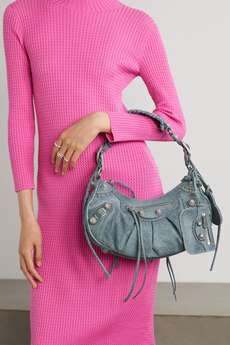 BALENCIAGA Le Cagole small embellished denim shoulder bag