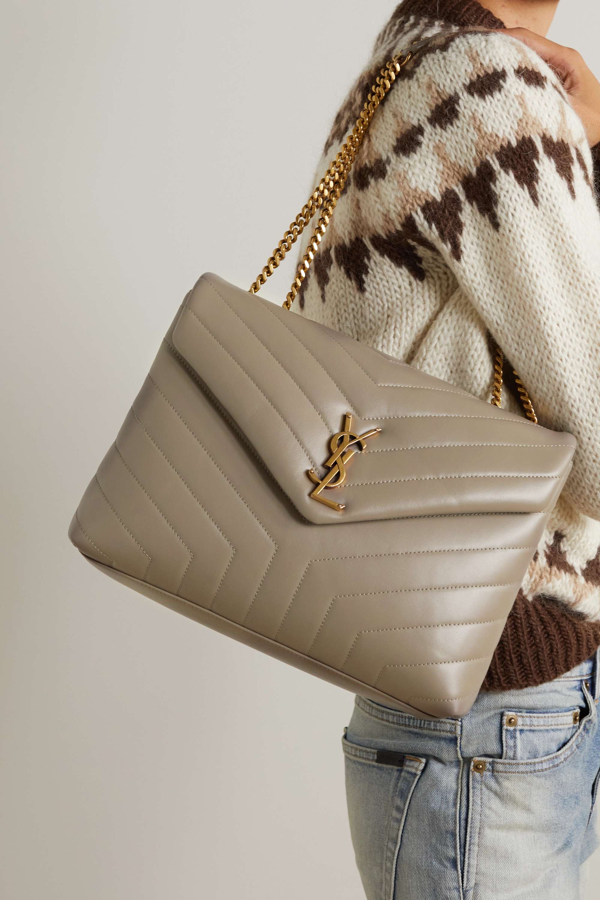 Saint Laurent Loulou medium quilted leather shoulder bag brown