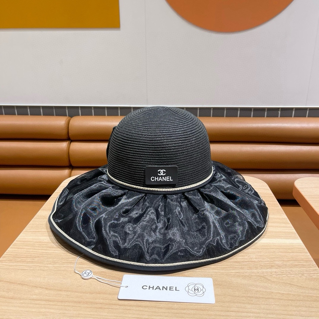 Chanel Bow With Large Brim And Small Face Visor  Sunhat