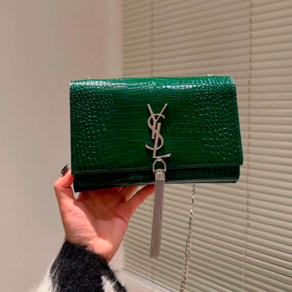 Saint Laurent YSL Kate Tassel Crocodile Leather Bag