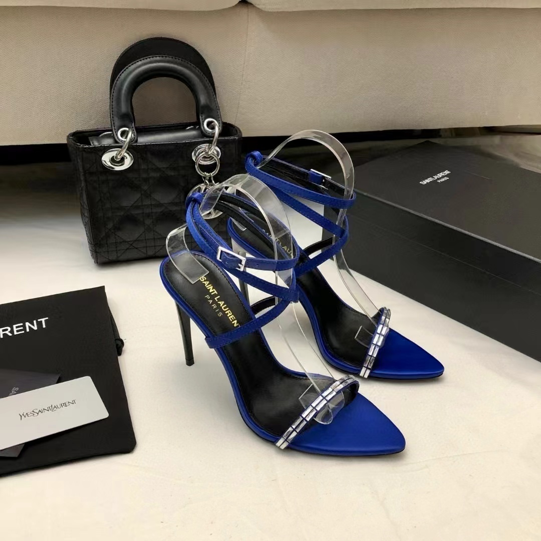Saint Laurent YSL Gloria Silk Fabric Slide Sandal 10.5cm