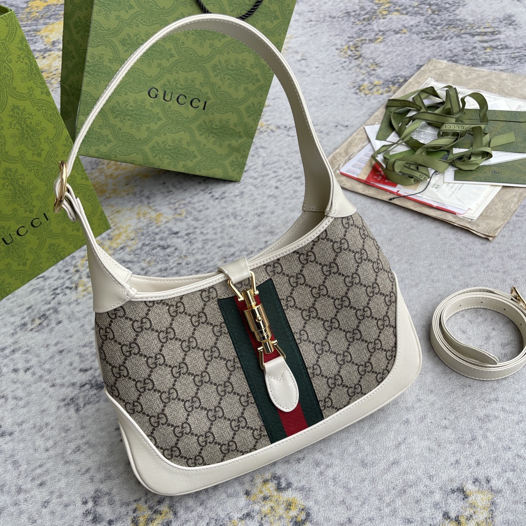 Gucci Jackie 1961 Canvas&Leather Shoulder Bags