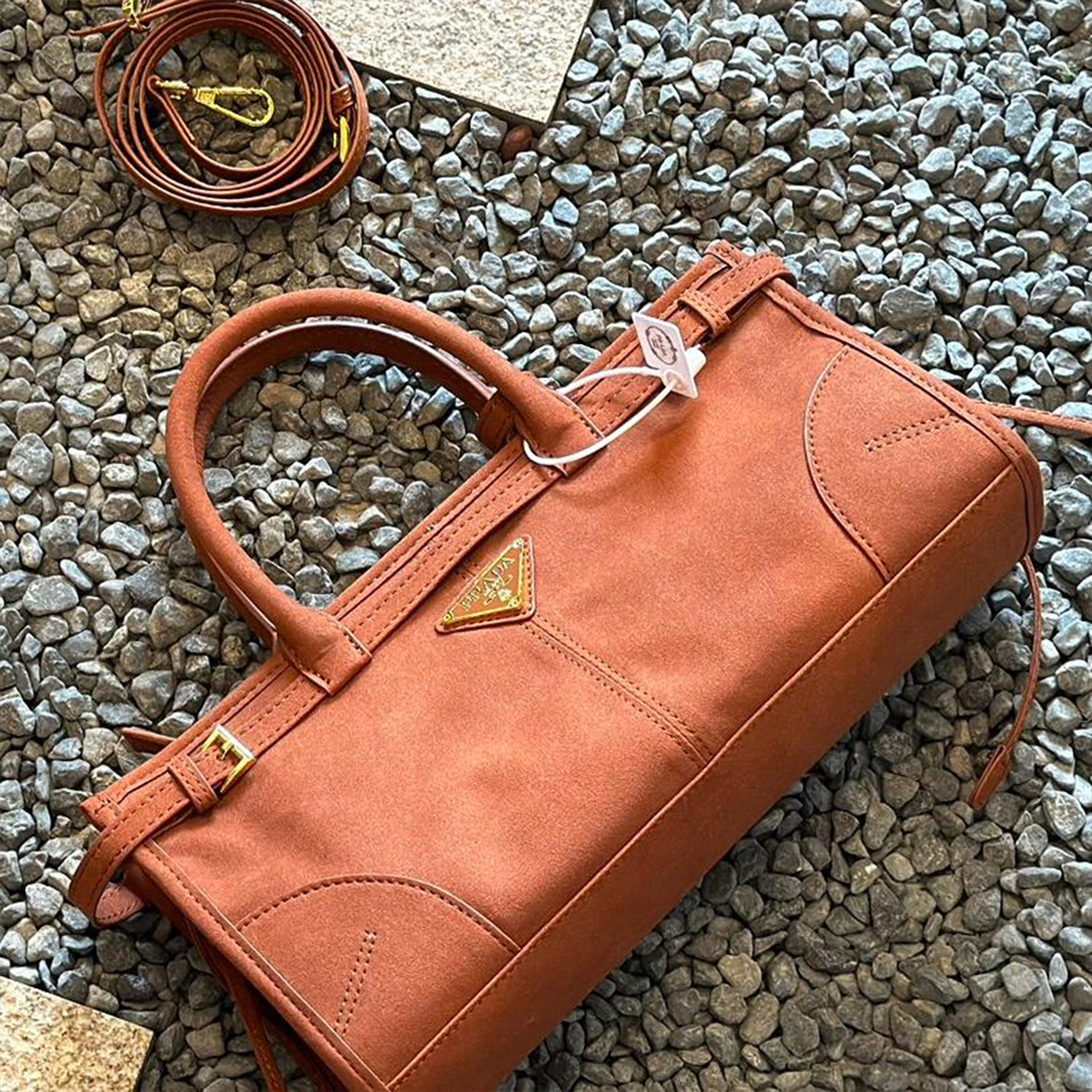 Prada suede tote bag soft-lux handbag