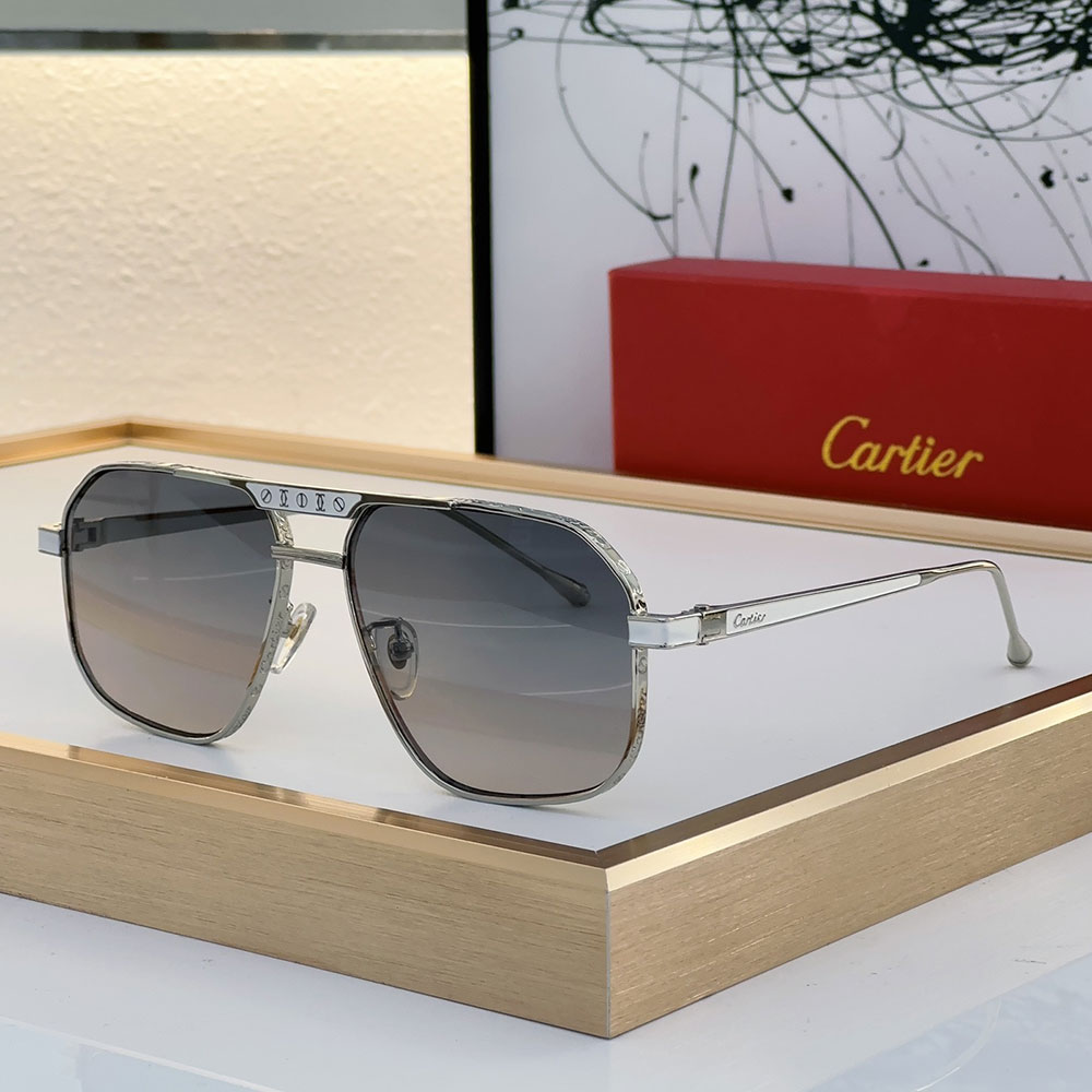 Cartier Metal Mirror Leg Logo Sunglasses