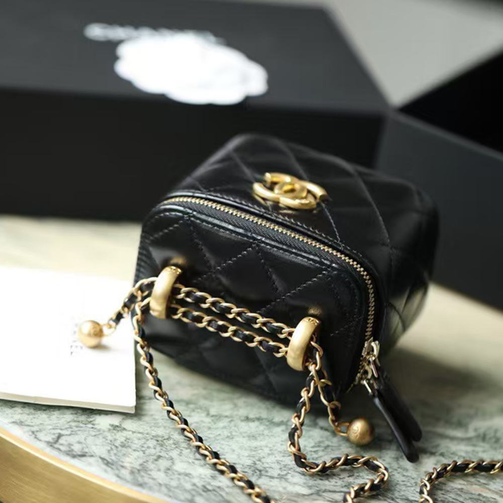 Chanel Double Golden-Ball Makeup Box Black