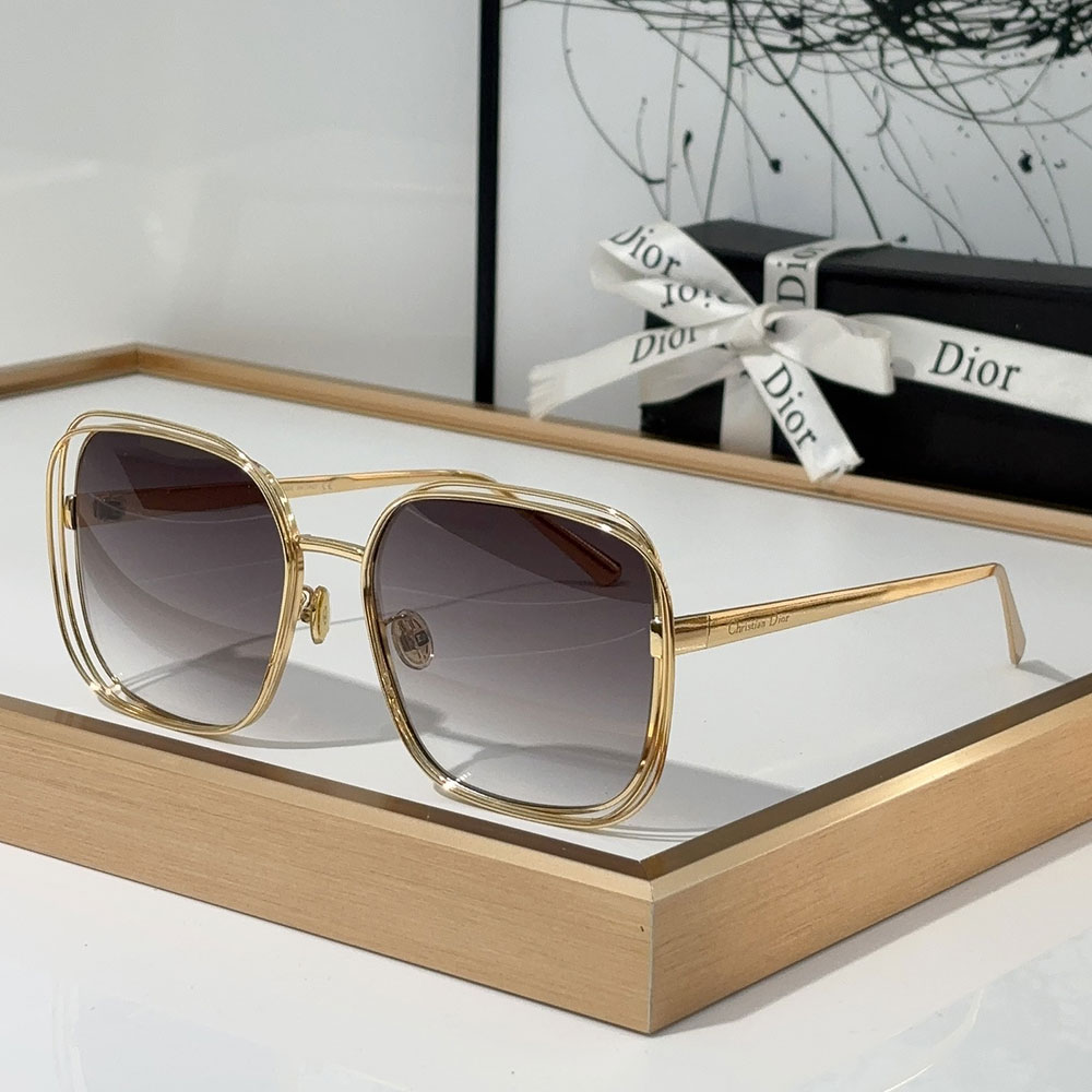Dior Gold Metal Gold Frame Fashion sunglasses